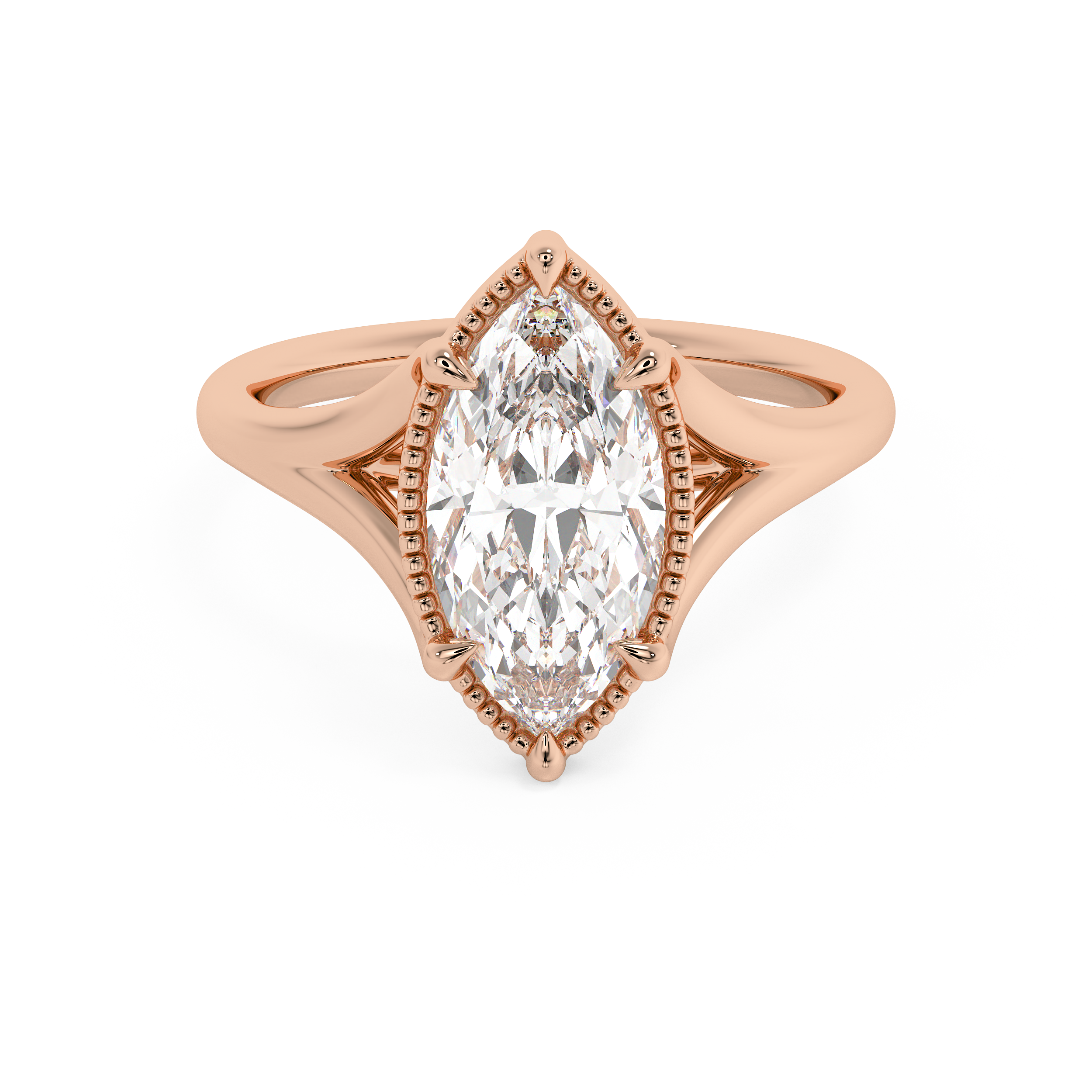 Marquise Solitaire Split Shank Lab Grown Diamond Engagement Ring