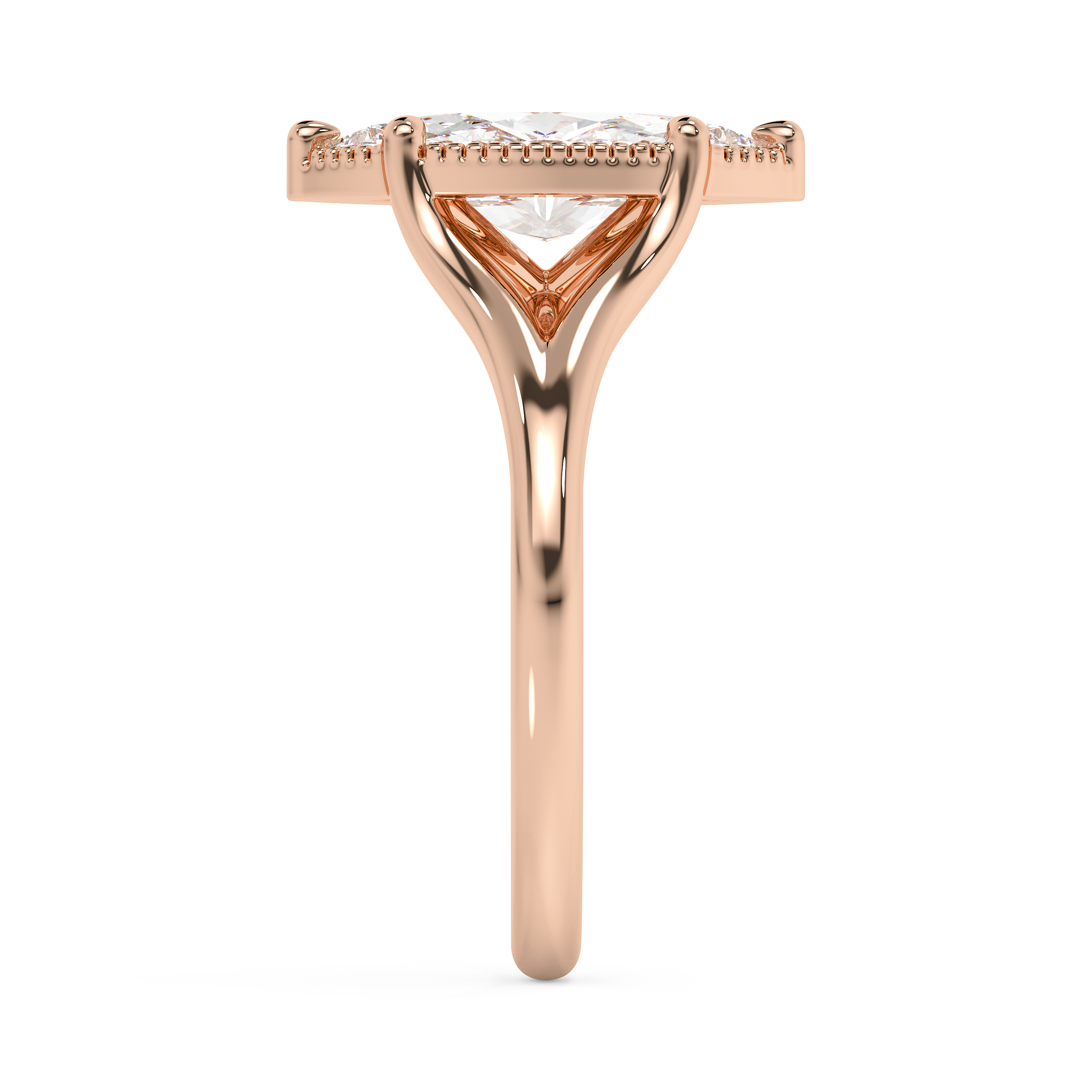 Marquise Solitaire Split Shank Lab Grown Diamond Engagement Ring