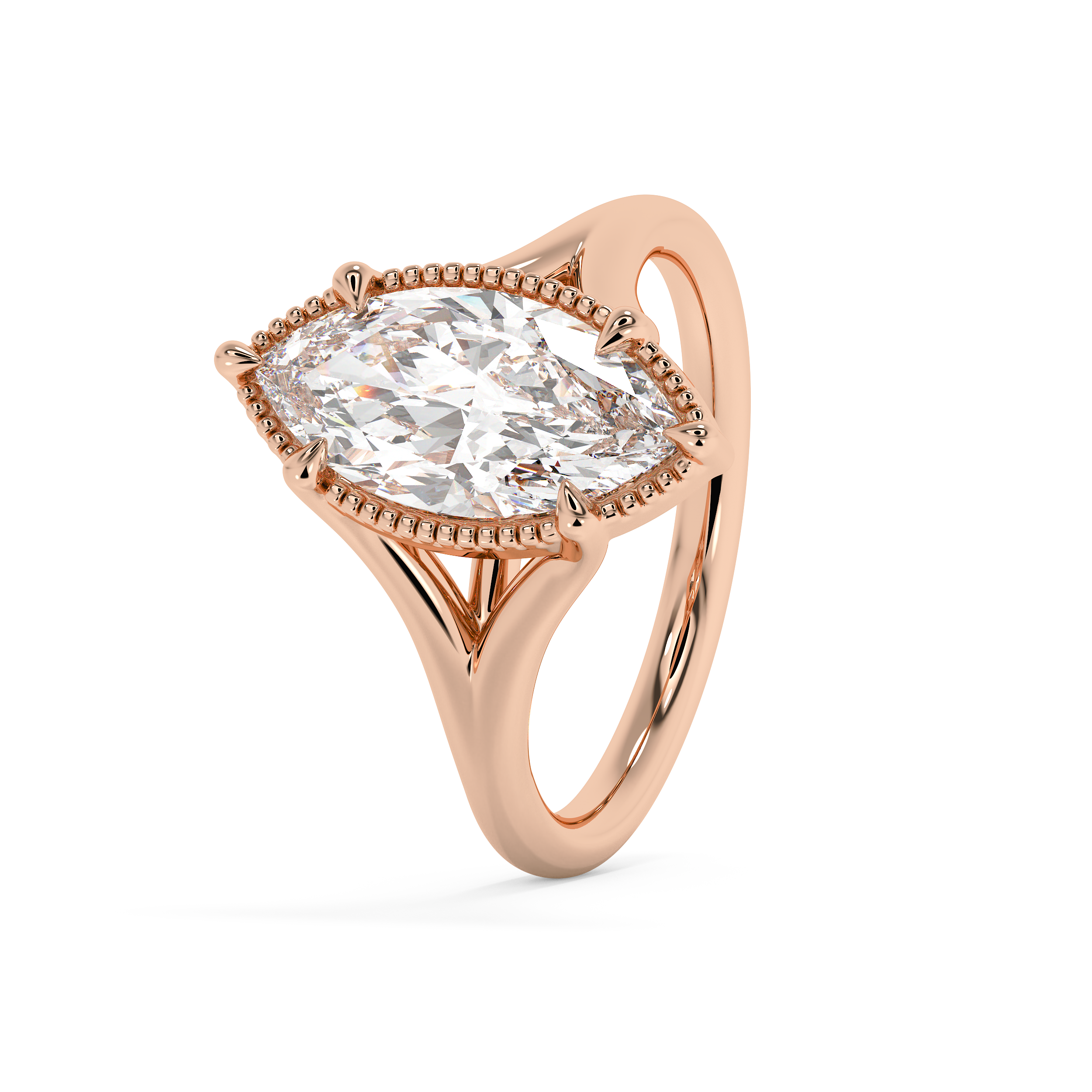 Marquise Solitaire Split Shank Lab Grown Diamond Engagement Ring