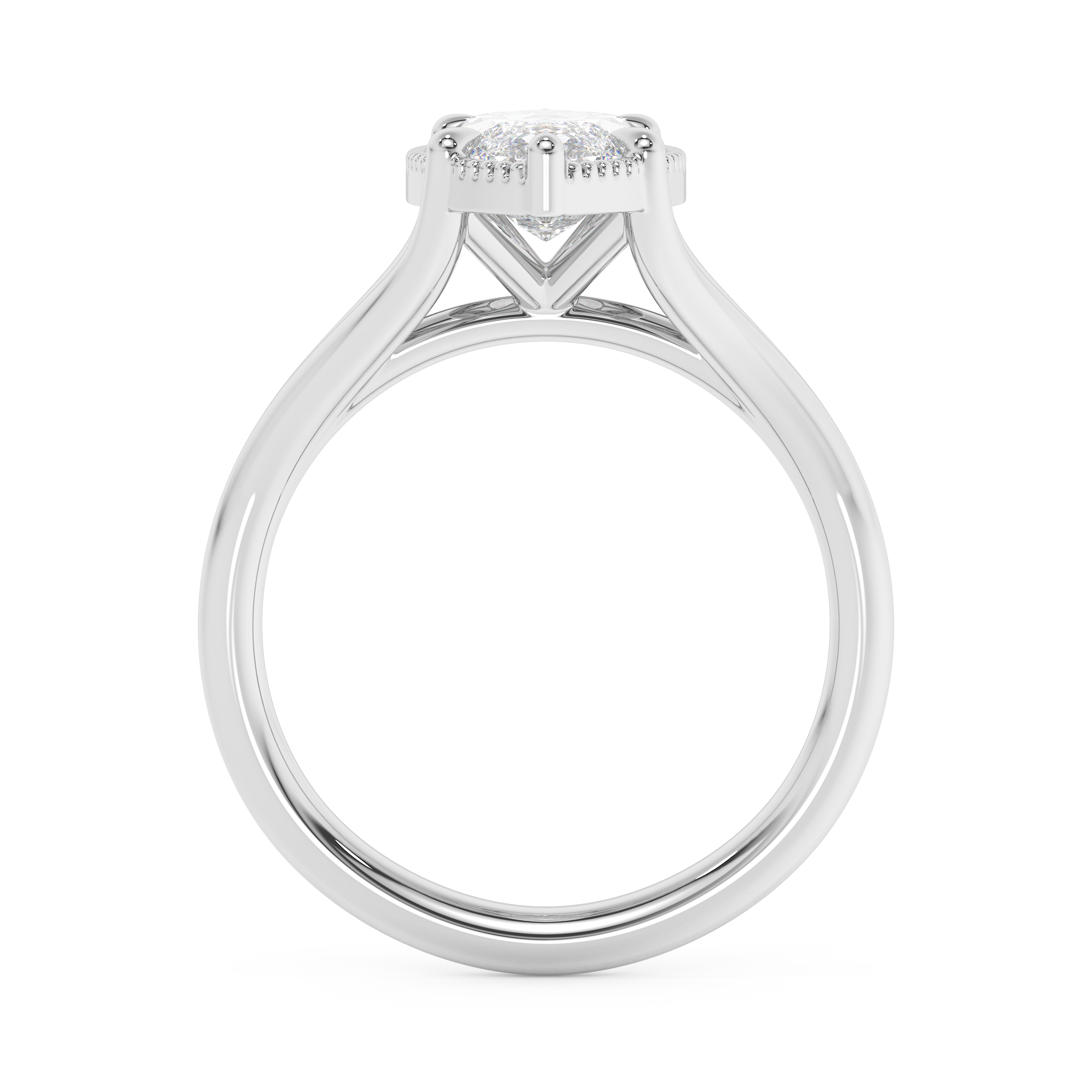 Marquise Solitaire Split Shank Lab Grown Diamond Engagement Ring