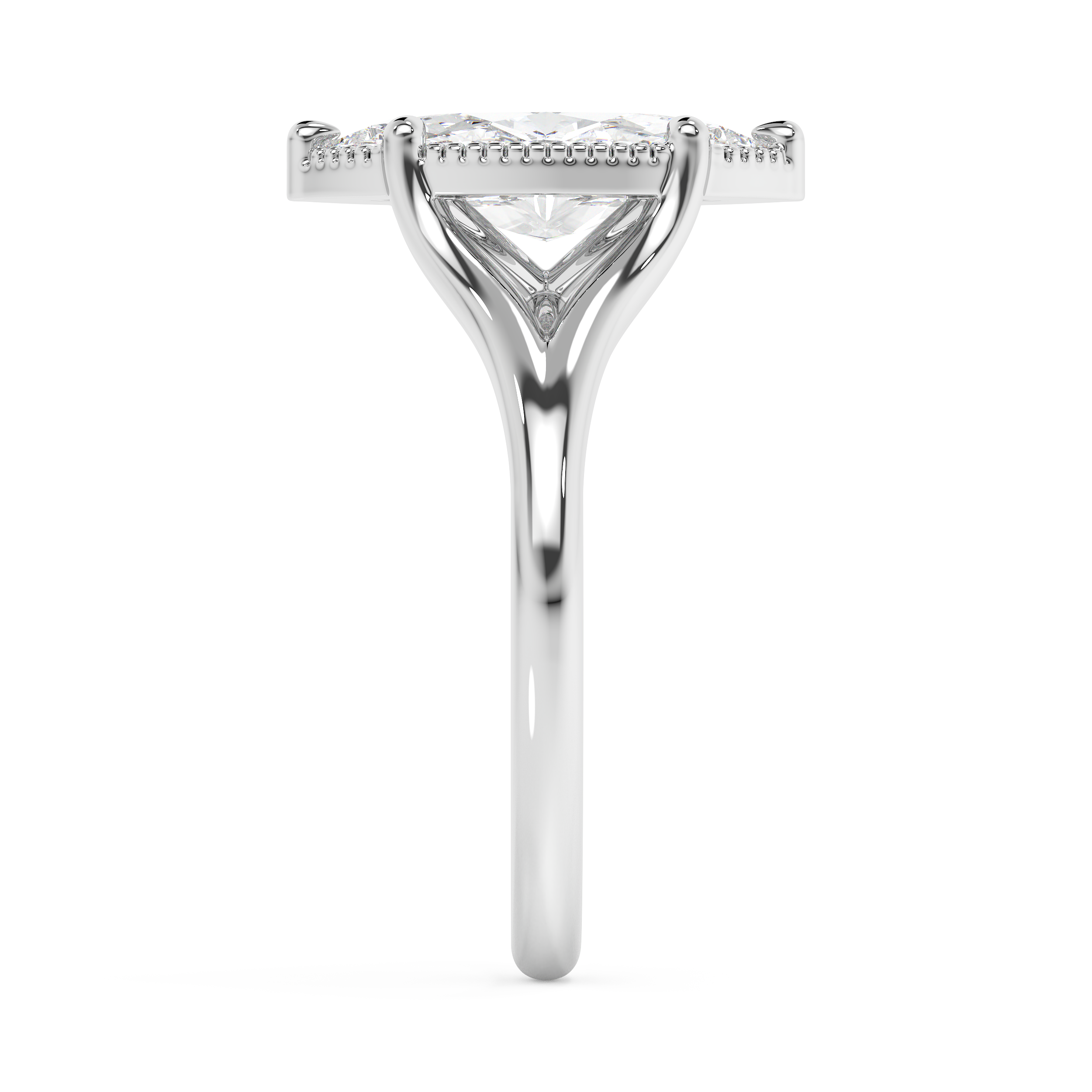 Marquise Solitaire Split Shank Lab Grown Diamond Engagement Ring
