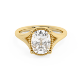 Elongated Cushion Solitaire Split Shank Lab Grown Diamond Engagement Ring