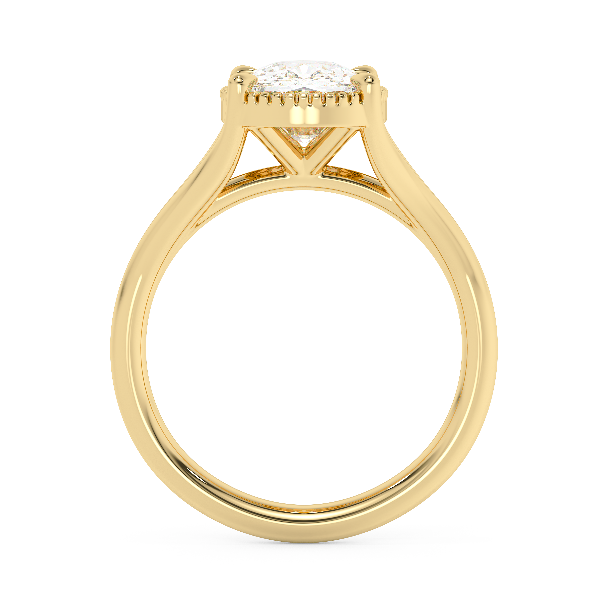 Elongated Cushion Solitaire Split Shank Lab Grown Diamond Engagement Ring