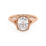 Elongated Cushion Solitaire Split Shank Lab Grown Diamond Engagement Ring