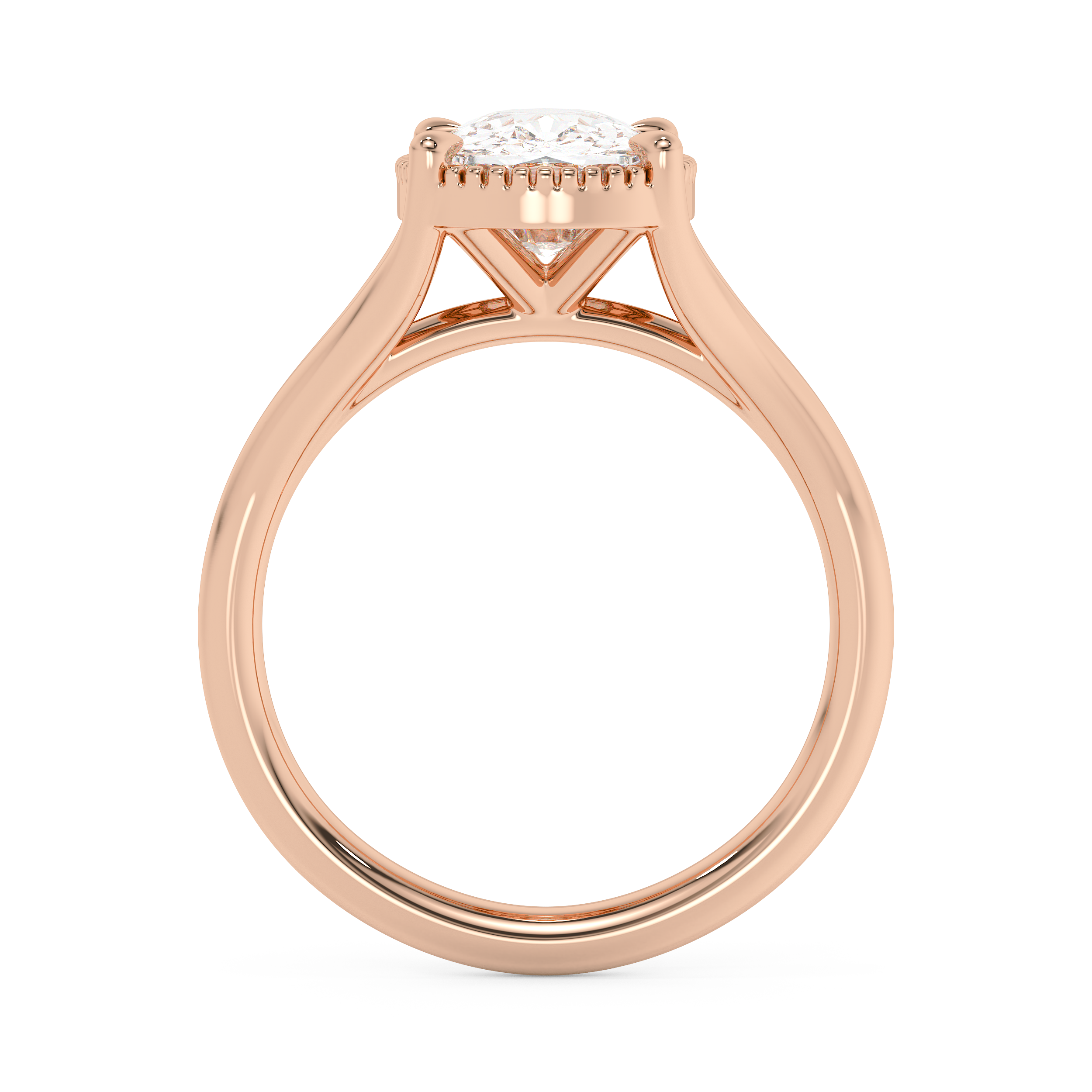 Elongated Cushion Solitaire Split Shank Lab Grown Diamond Engagement Ring