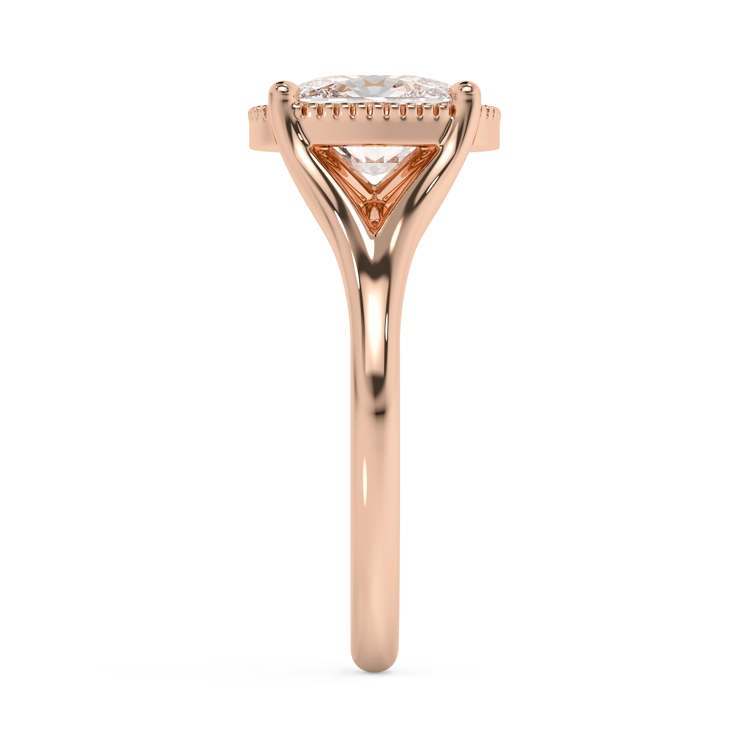Elongated Cushion Solitaire Split Shank Lab Grown Diamond Engagement Ring