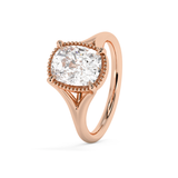 Elongated Cushion Solitaire Split Shank Lab Grown Diamond Engagement Ring