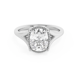 Elongated Cushion Solitaire Split Shank Lab Grown Diamond Engagement Ring