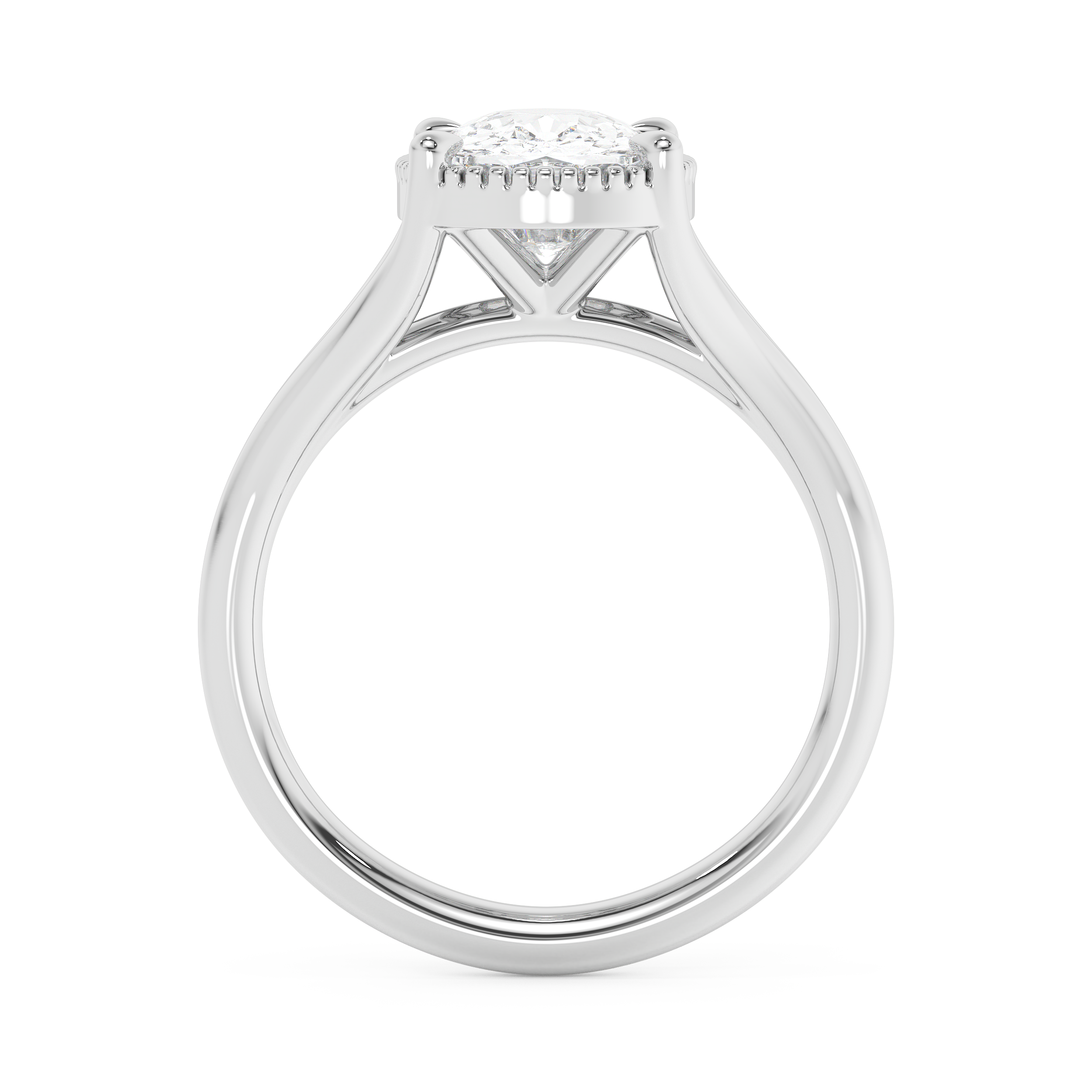 Elongated Cushion Solitaire Split Shank Lab Grown Diamond Engagement Ring