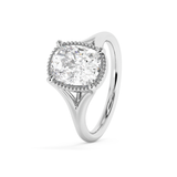 Elongated Cushion Solitaire Split Shank Lab Grown Diamond Engagement Ring