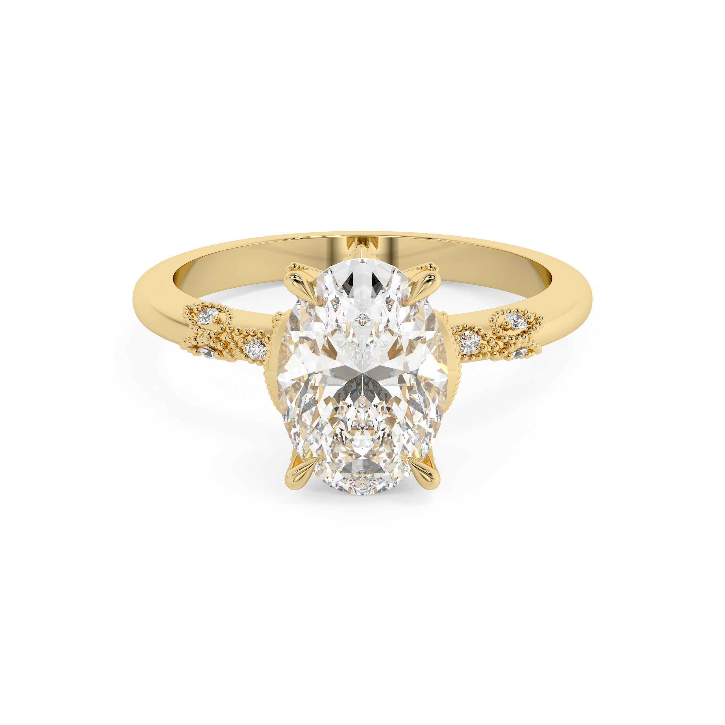 Oval Cluster Lab Grown Diamond Engagement Ring
