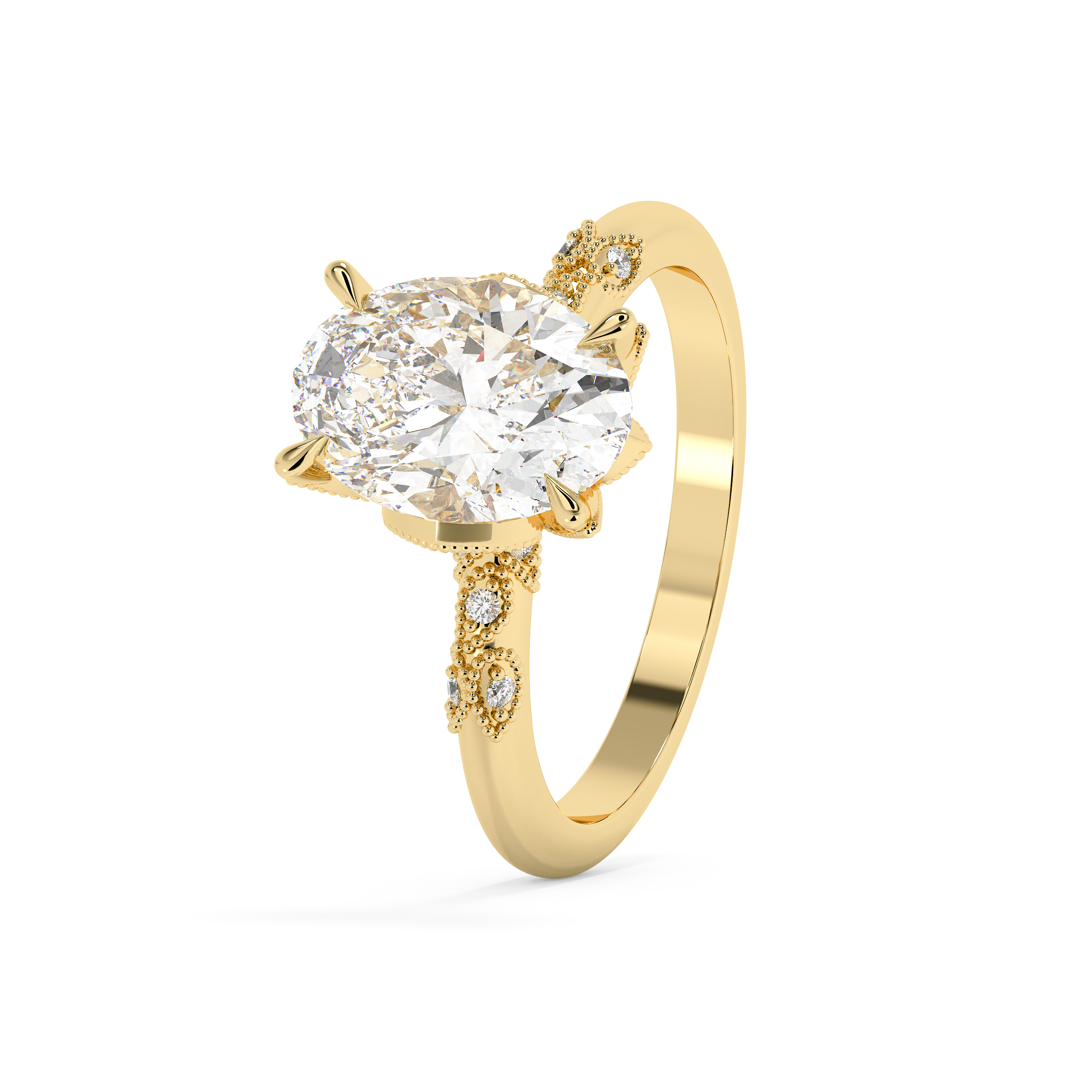 Oval Cluster Lab Grown Diamond Engagement Ring