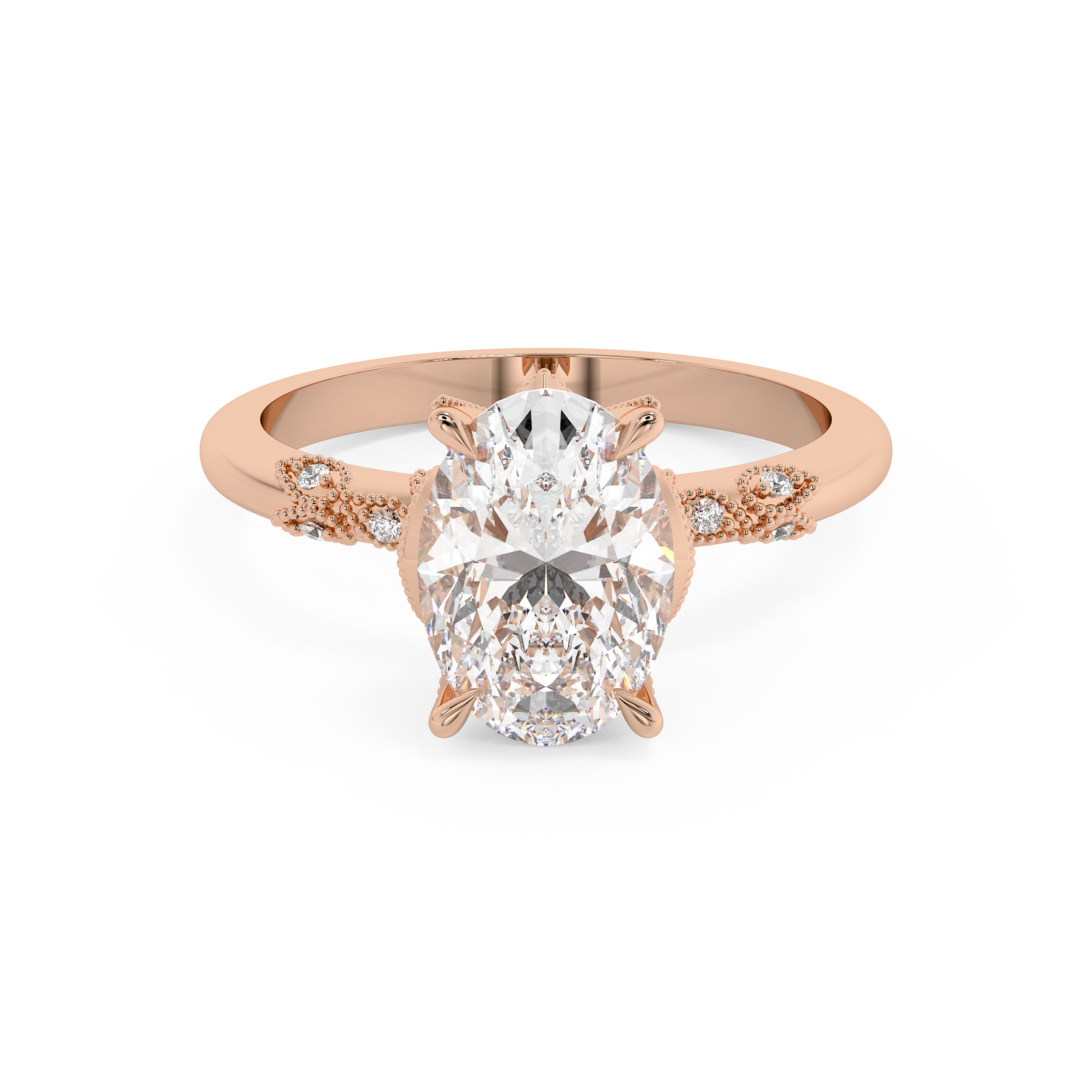 Oval Cluster Lab Grown Diamond Engagement Ring