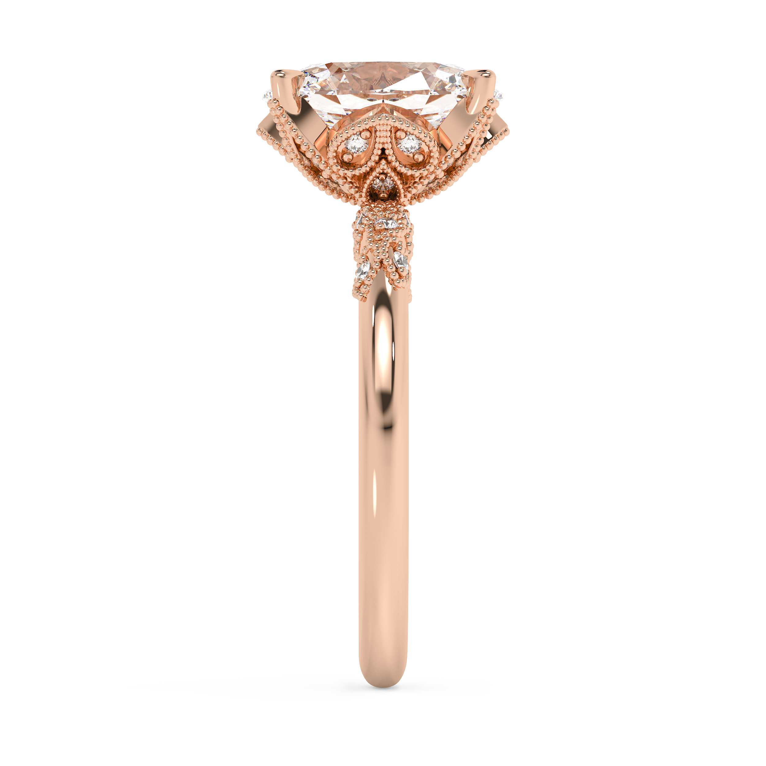 Oval Cluster Lab Grown Diamond Engagement Ring