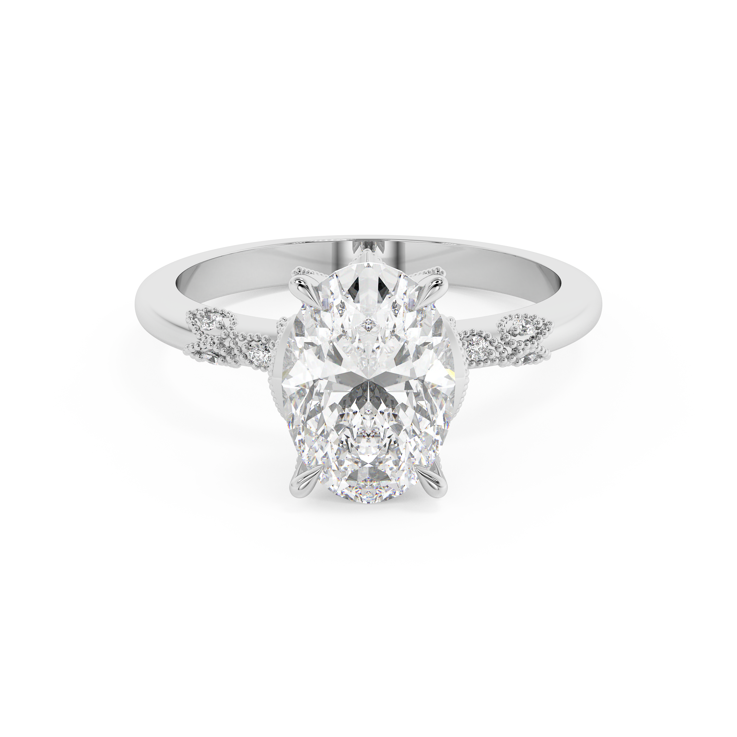 Oval Cluster Lab Grown Diamond Engagement Ring