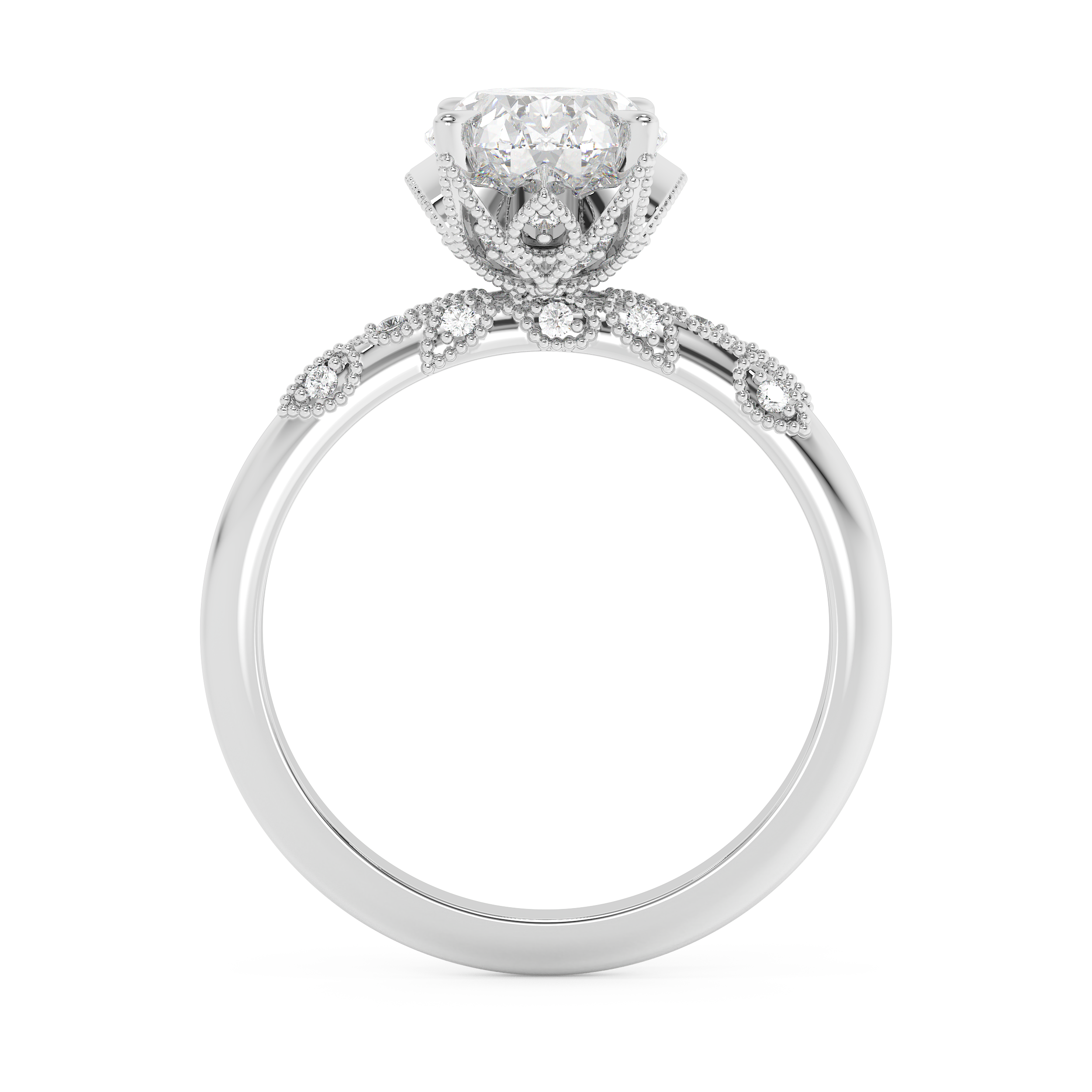 Oval Cluster Lab Grown Diamond Engagement Ring