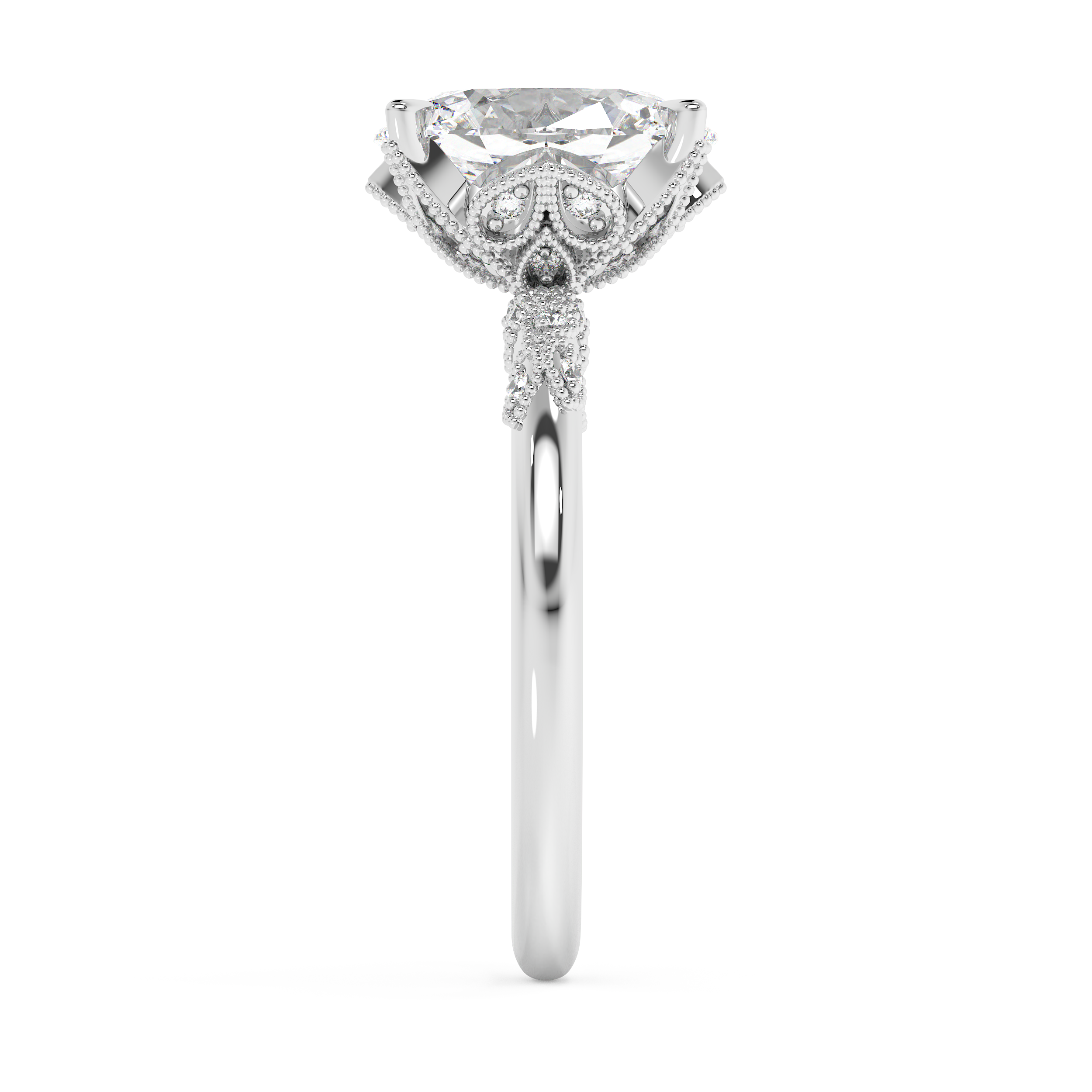 Oval Cluster Lab Grown Diamond Engagement Ring