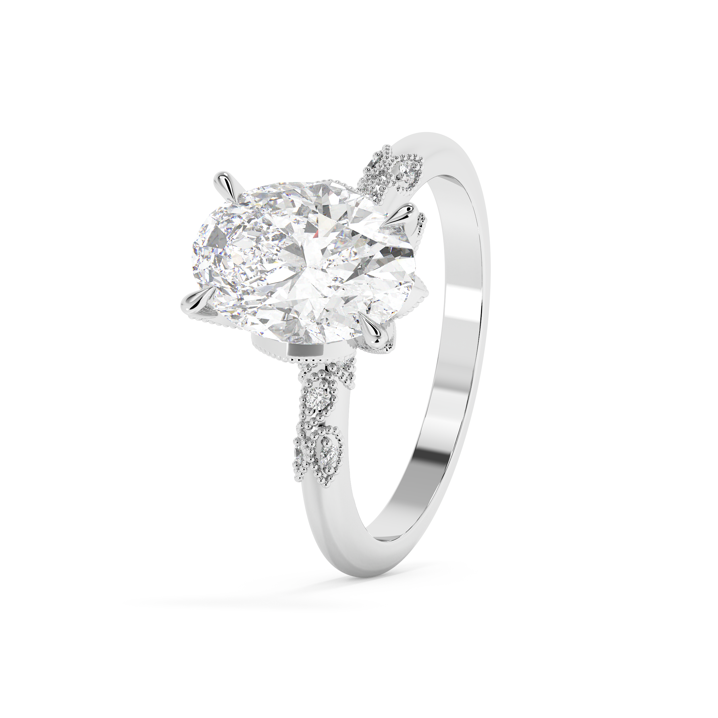 Oval Cluster Lab Grown Diamond Engagement Ring