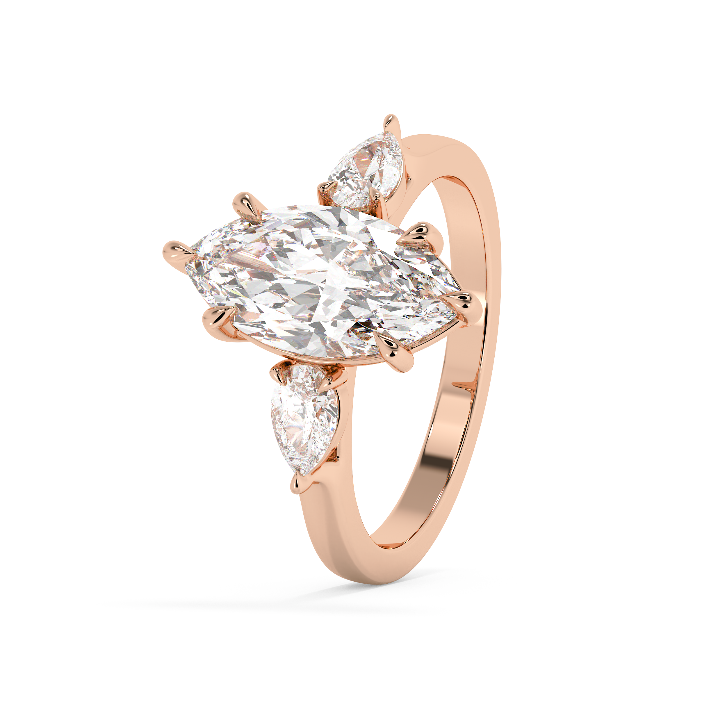 Marquise Three Stone Lab Grown Diamond Engagement Ring