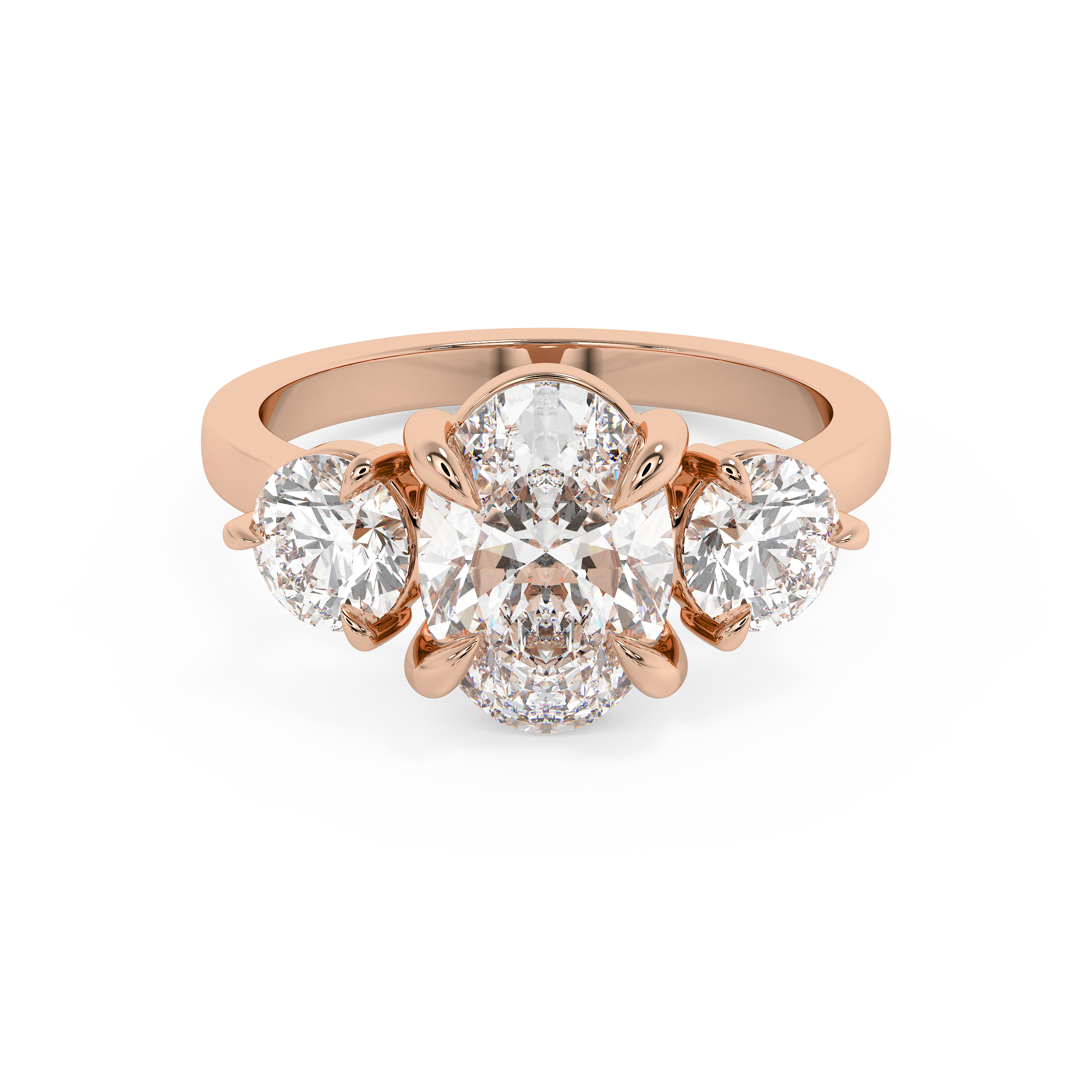 Oval Three Stone Lab Grown Diamond Engagement Ring