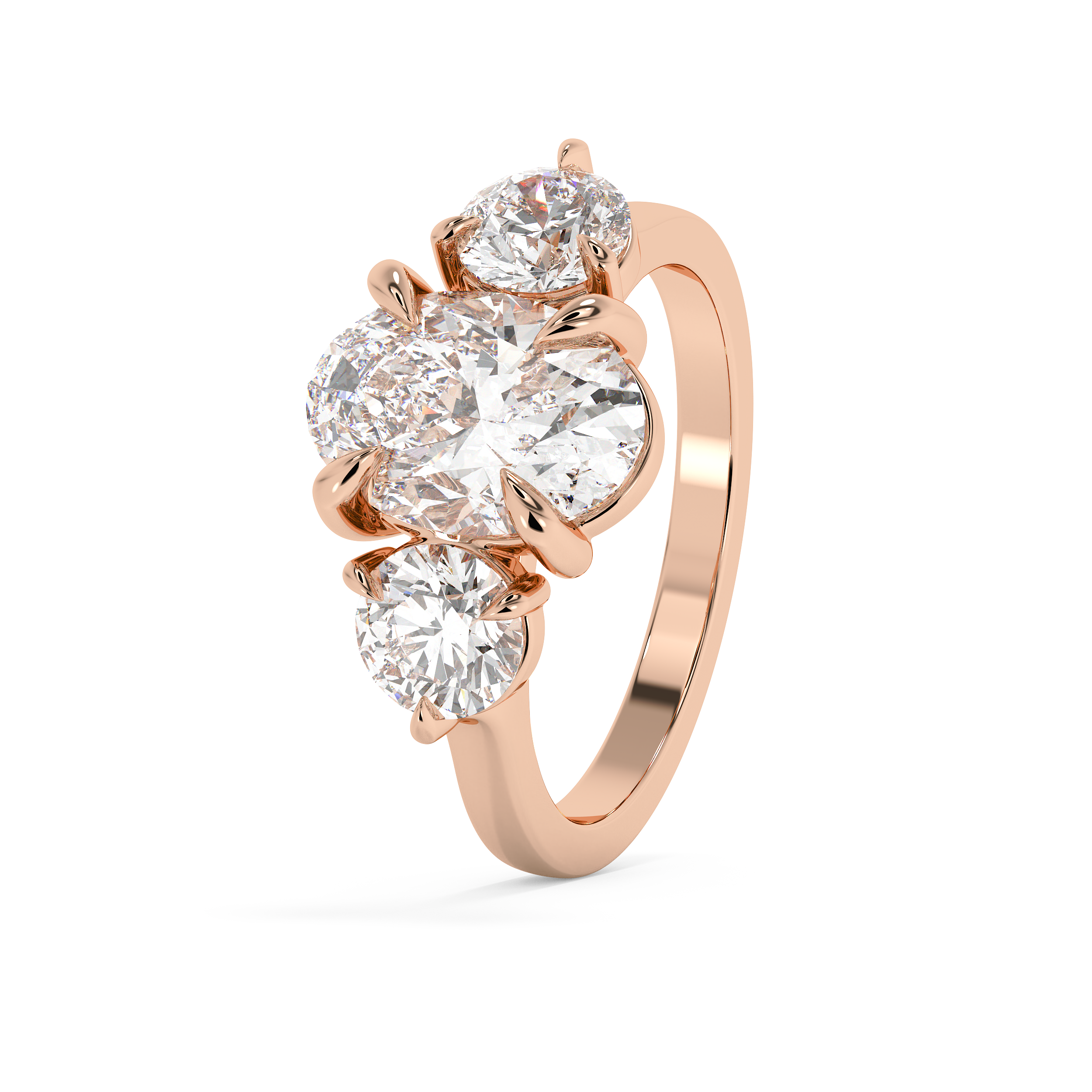 Oval Three Stone Lab Grown Diamond Engagement Ring