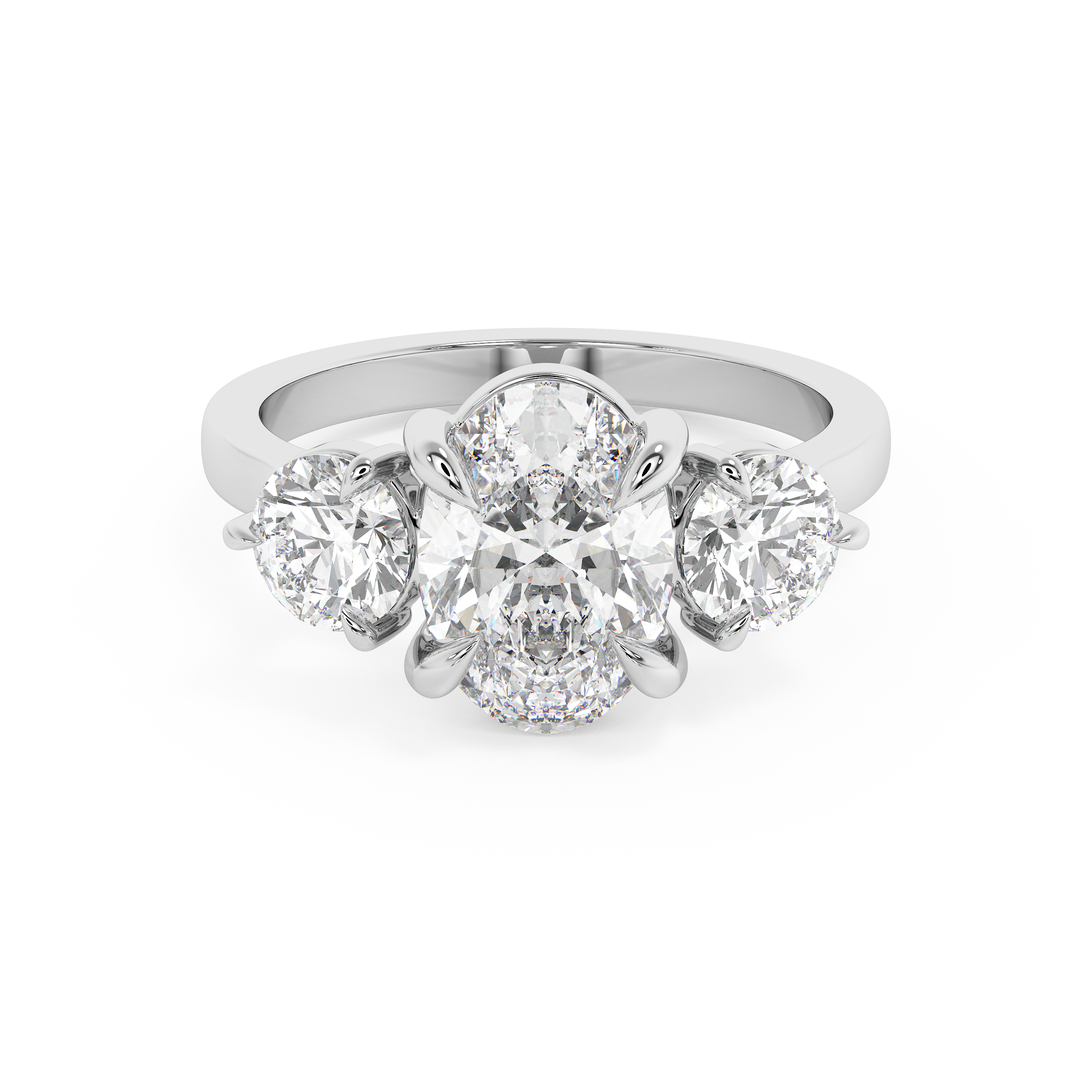 Oval Three Stone Lab Grown Diamond Engagement Ring