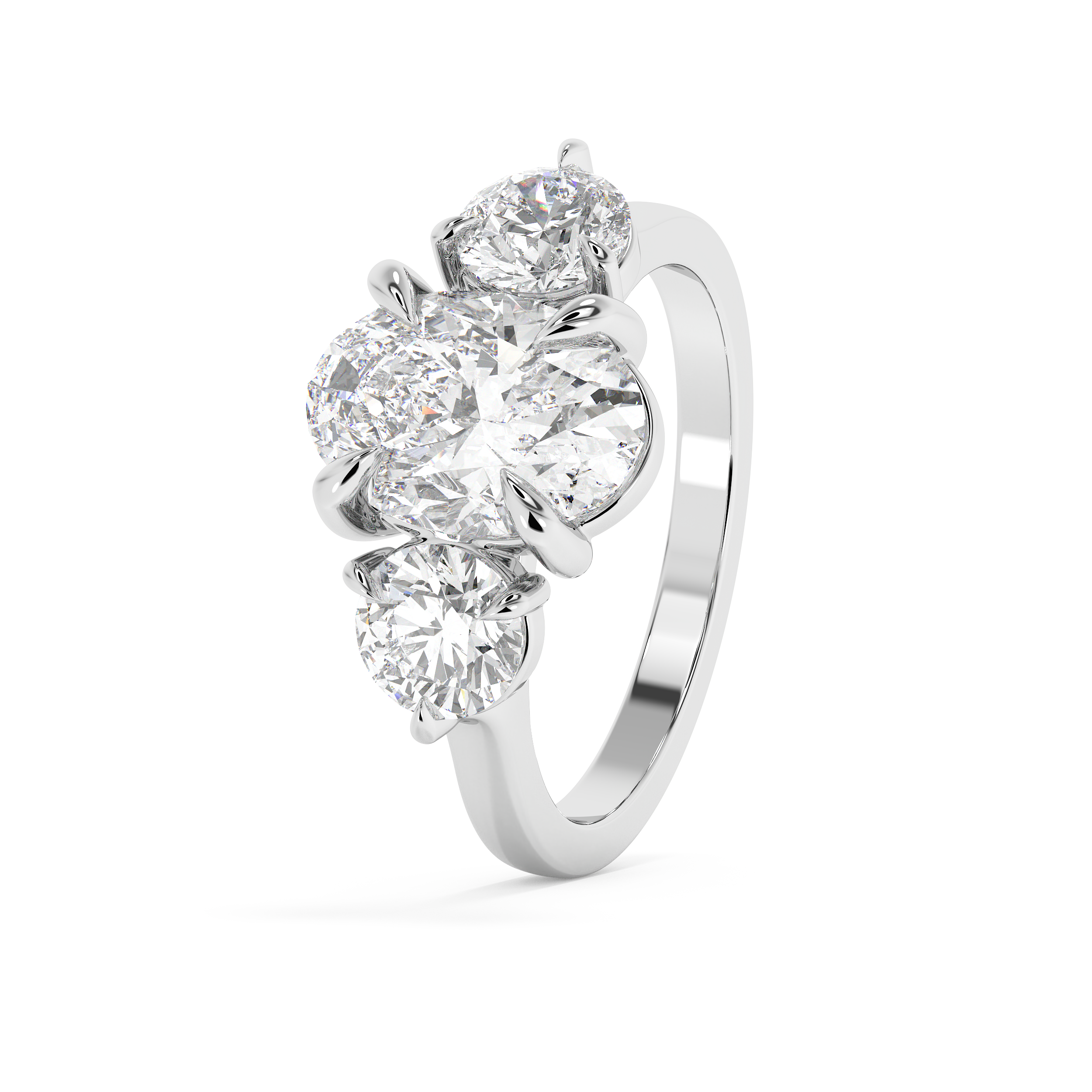 Oval Three Stone Lab Grown Diamond Engagement Ring