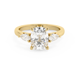 Elongated Cushion Three Stone Lab Grown Diamond Engagement Ring