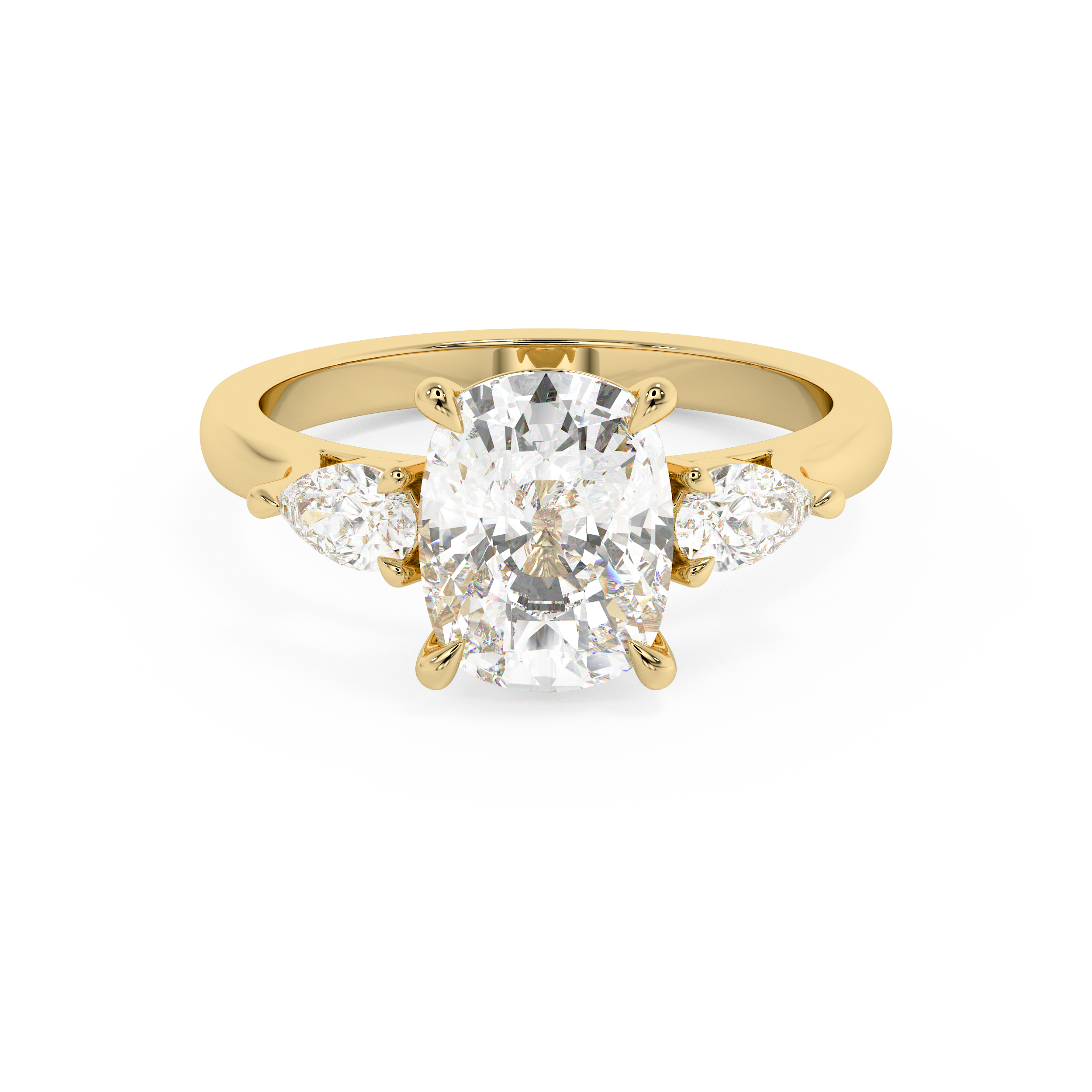 Elongated Cushion Three Stone Lab Grown Diamond Engagement Ring