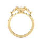 Elongated Cushion Three Stone Lab Grown Diamond Engagement Ring