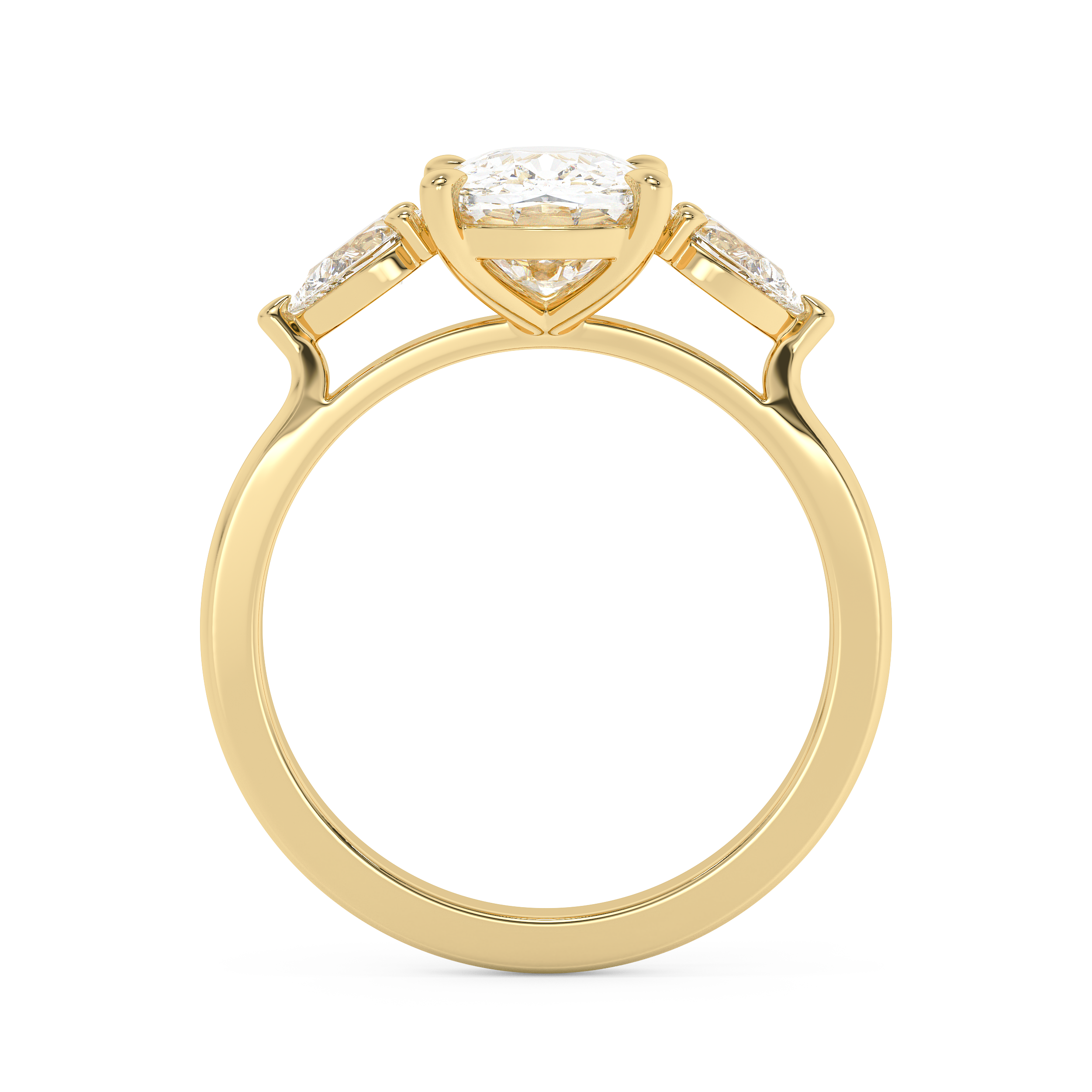 Elongated Cushion Three Stone Lab Grown Diamond Engagement Ring