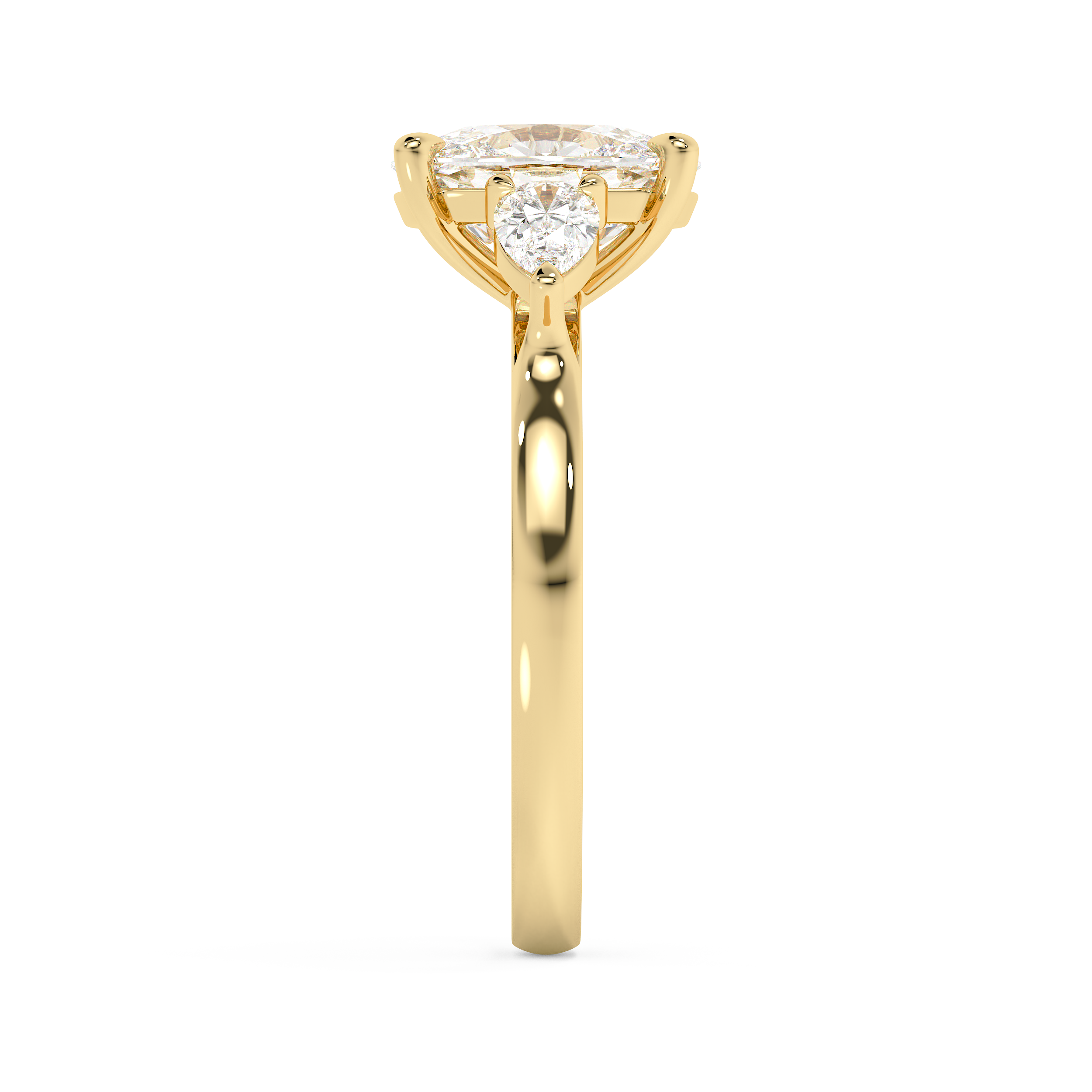 Elongated Cushion Three Stone Lab Grown Diamond Engagement Ring