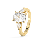 Elongated Cushion Three Stone Lab Grown Diamond Engagement Ring