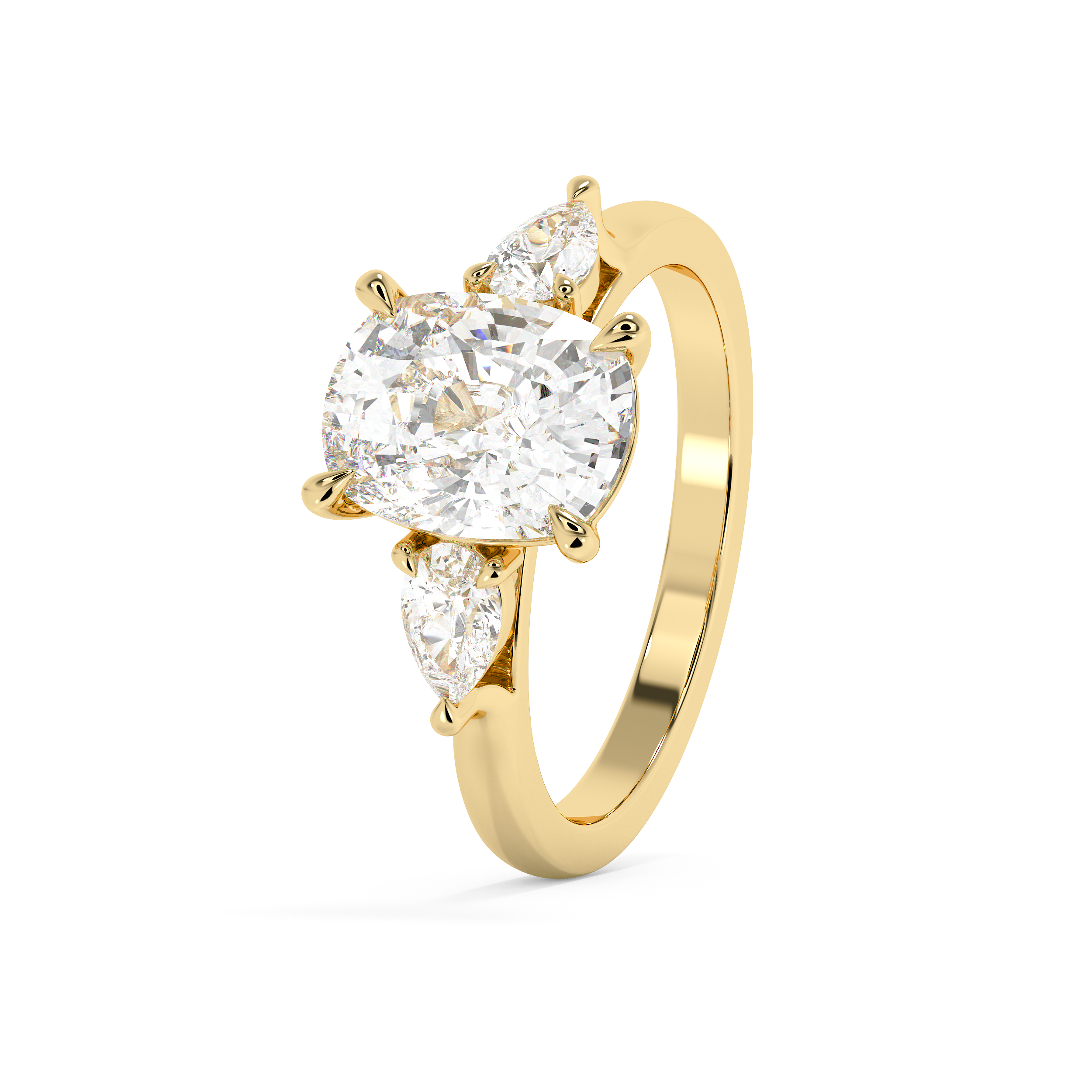 Elongated Cushion Three Stone Lab Grown Diamond Engagement Ring