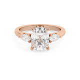 Elongated Cushion Three Stone Lab Grown Diamond Engagement Ring