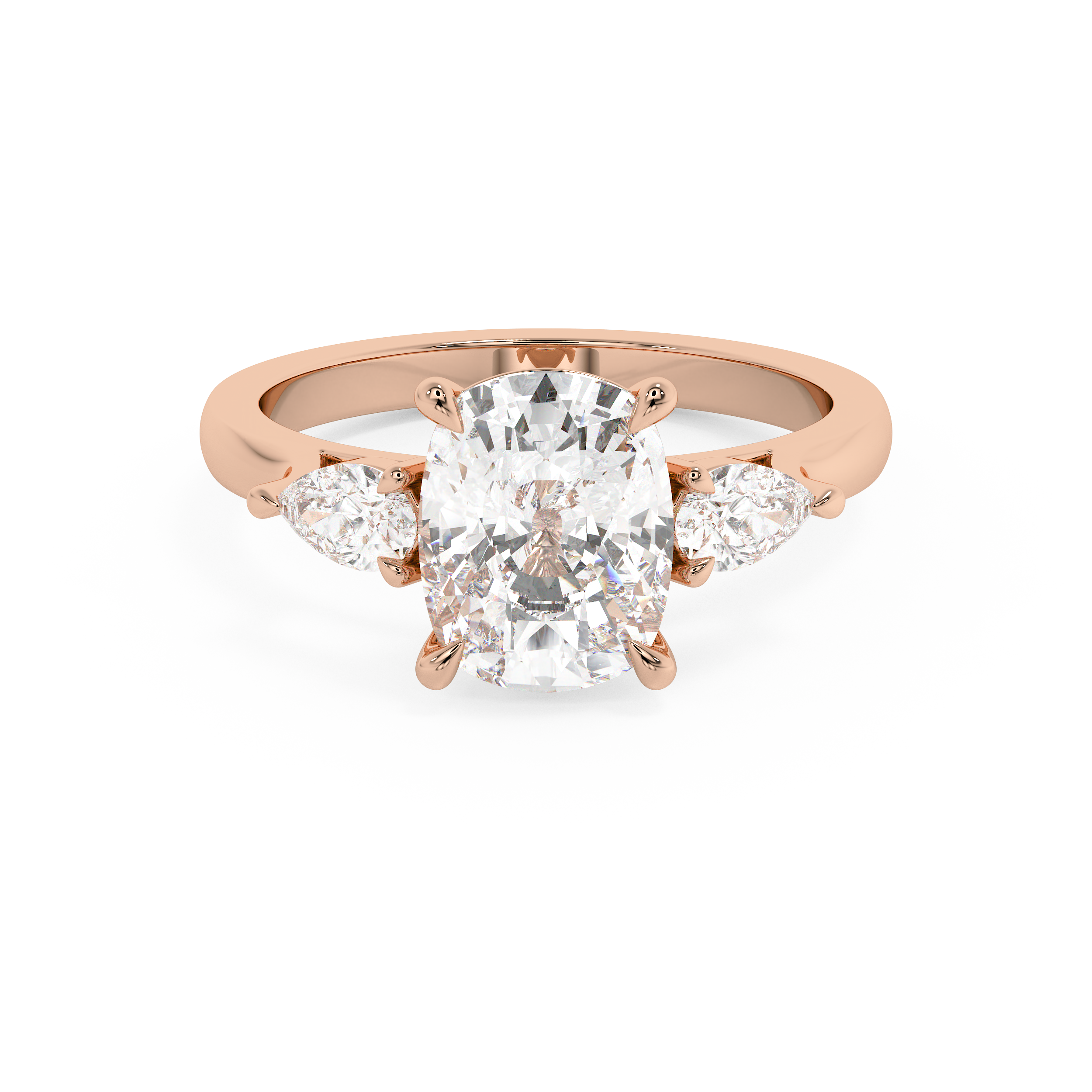 Elongated Cushion Three Stone Lab Grown Diamond Engagement Ring