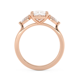 Elongated Cushion Three Stone Lab Grown Diamond Engagement Ring