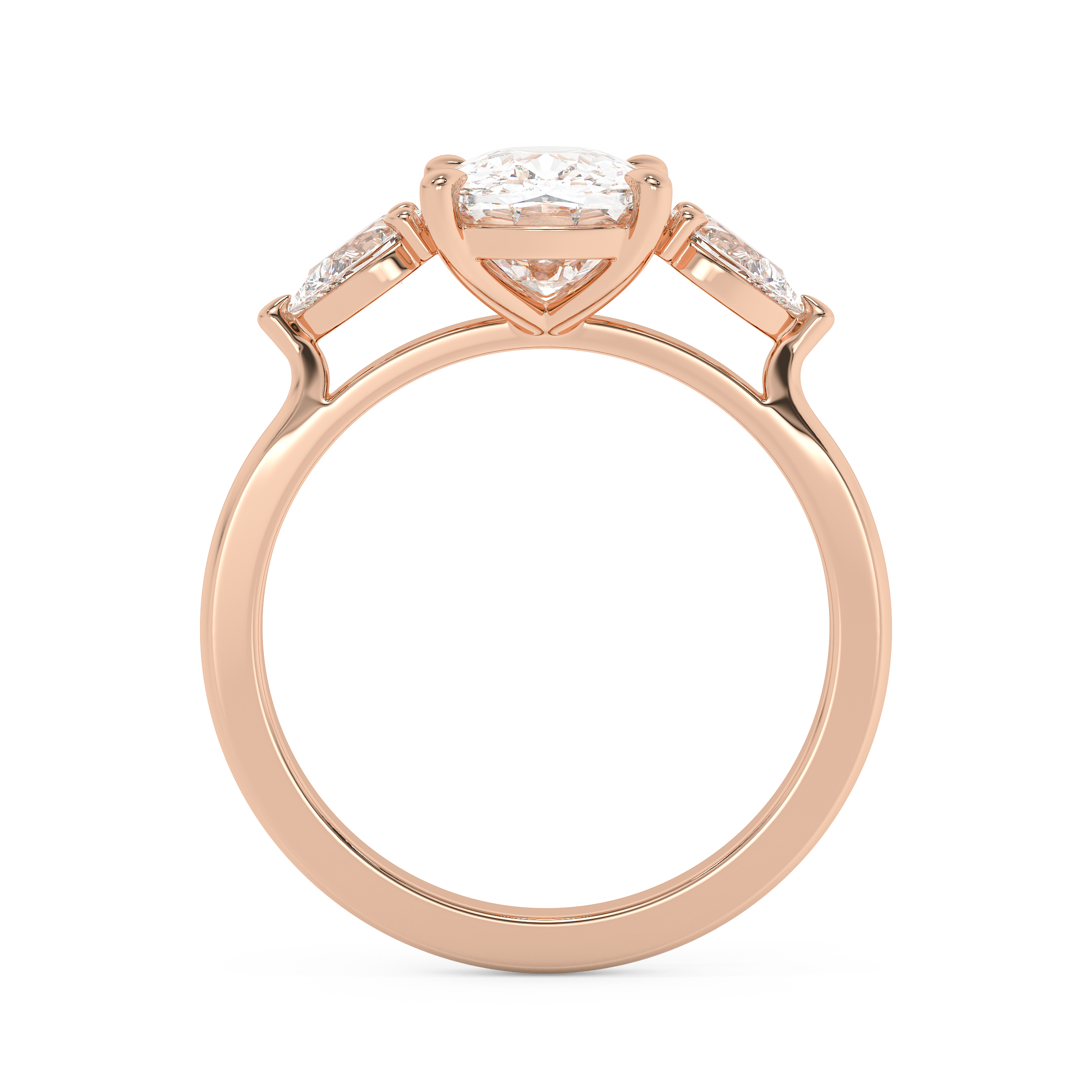Elongated Cushion Three Stone Lab Grown Diamond Engagement Ring