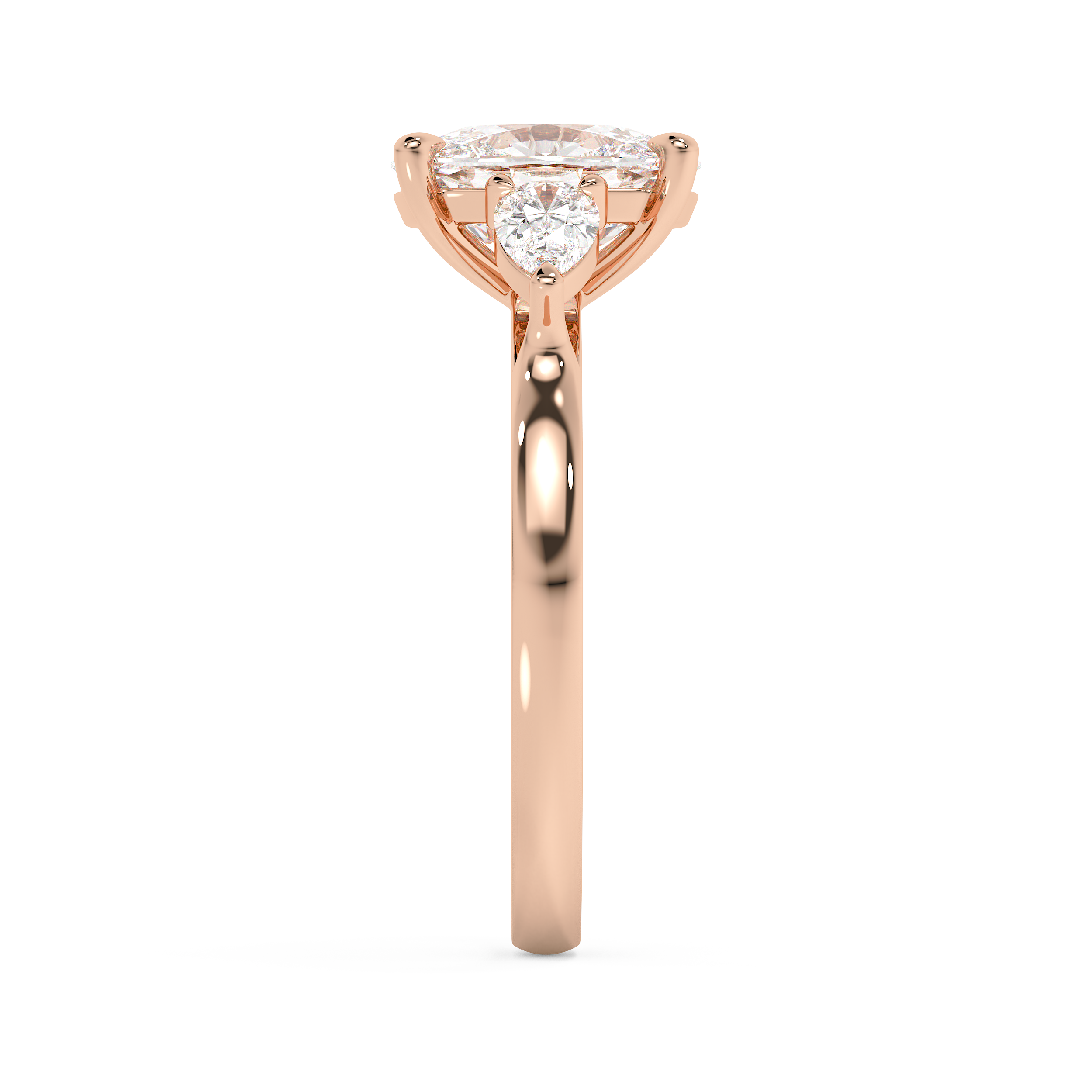 Elongated Cushion Three Stone Lab Grown Diamond Engagement Ring
