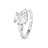 Elongated Cushion Three Stone Lab Grown Diamond Engagement Ring