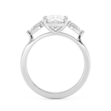 Elongated Cushion Three Stone Lab Grown Diamond Engagement Ring