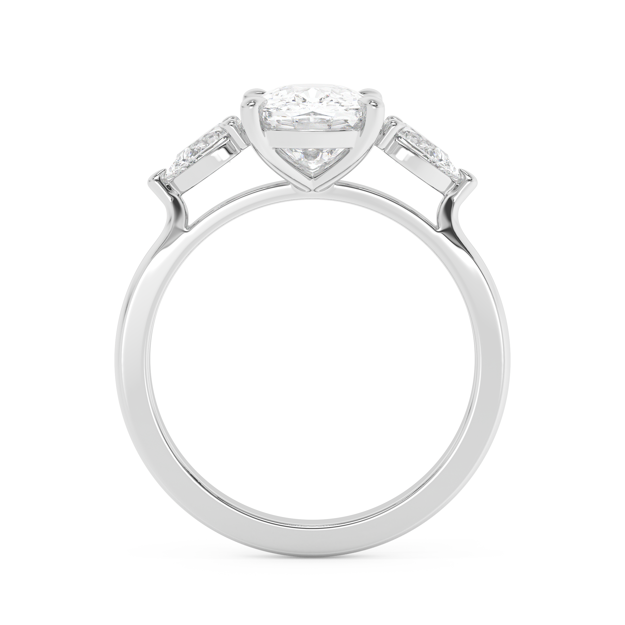 Elongated Cushion Three Stone Lab Grown Diamond Engagement Ring
