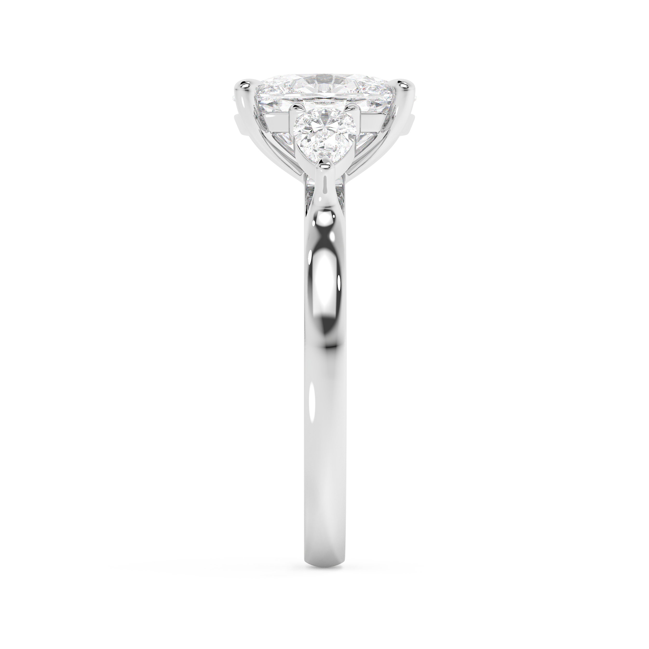 Elongated Cushion Three Stone Lab Grown Diamond Engagement Ring