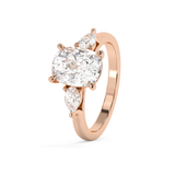 Elongated Cushion Three Stone Lab Grown Diamond Engagement Ring