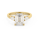 Emerald Three Stone Lab Grown Diamond Engagement Ring