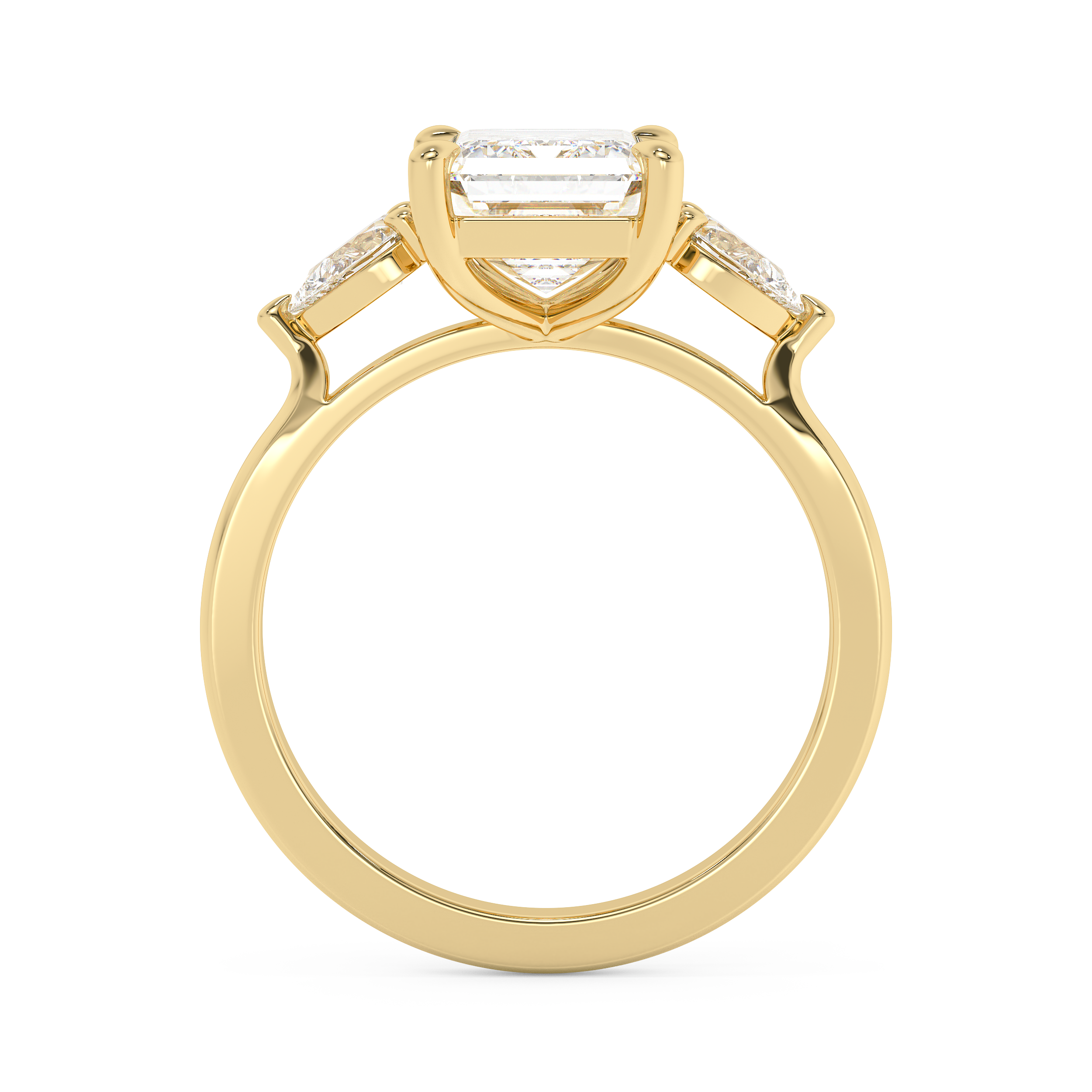 Emerald Three Stone Lab Grown Diamond Engagement Ring