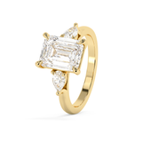 Emerald Three Stone Lab Grown Diamond Engagement Ring