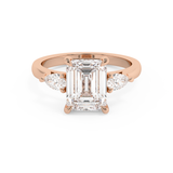 Emerald Three Stone Lab Grown Diamond Engagement Ring