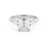 Emerald Three Stone Lab Grown Diamond Engagement Ring