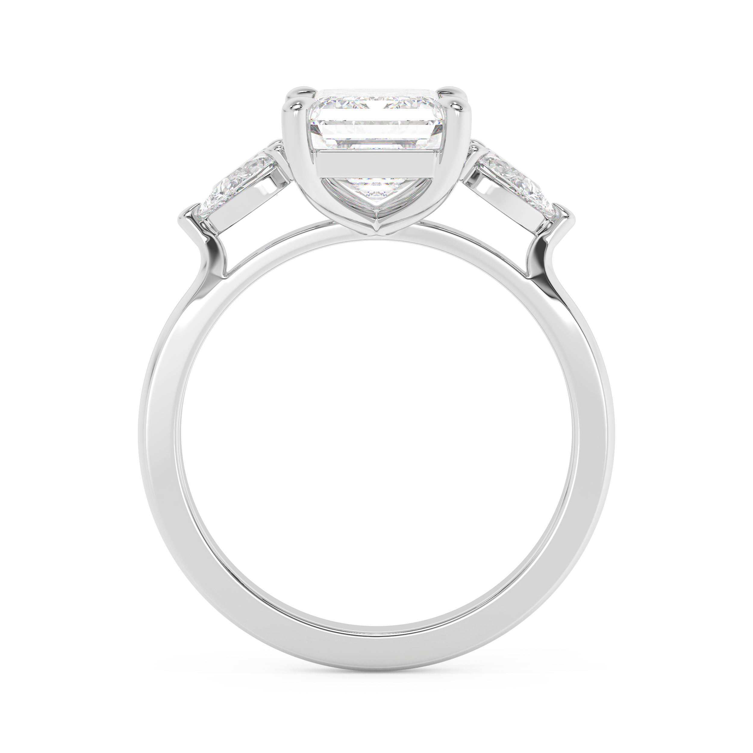 Emerald Three Stone Lab Grown Diamond Engagement Ring